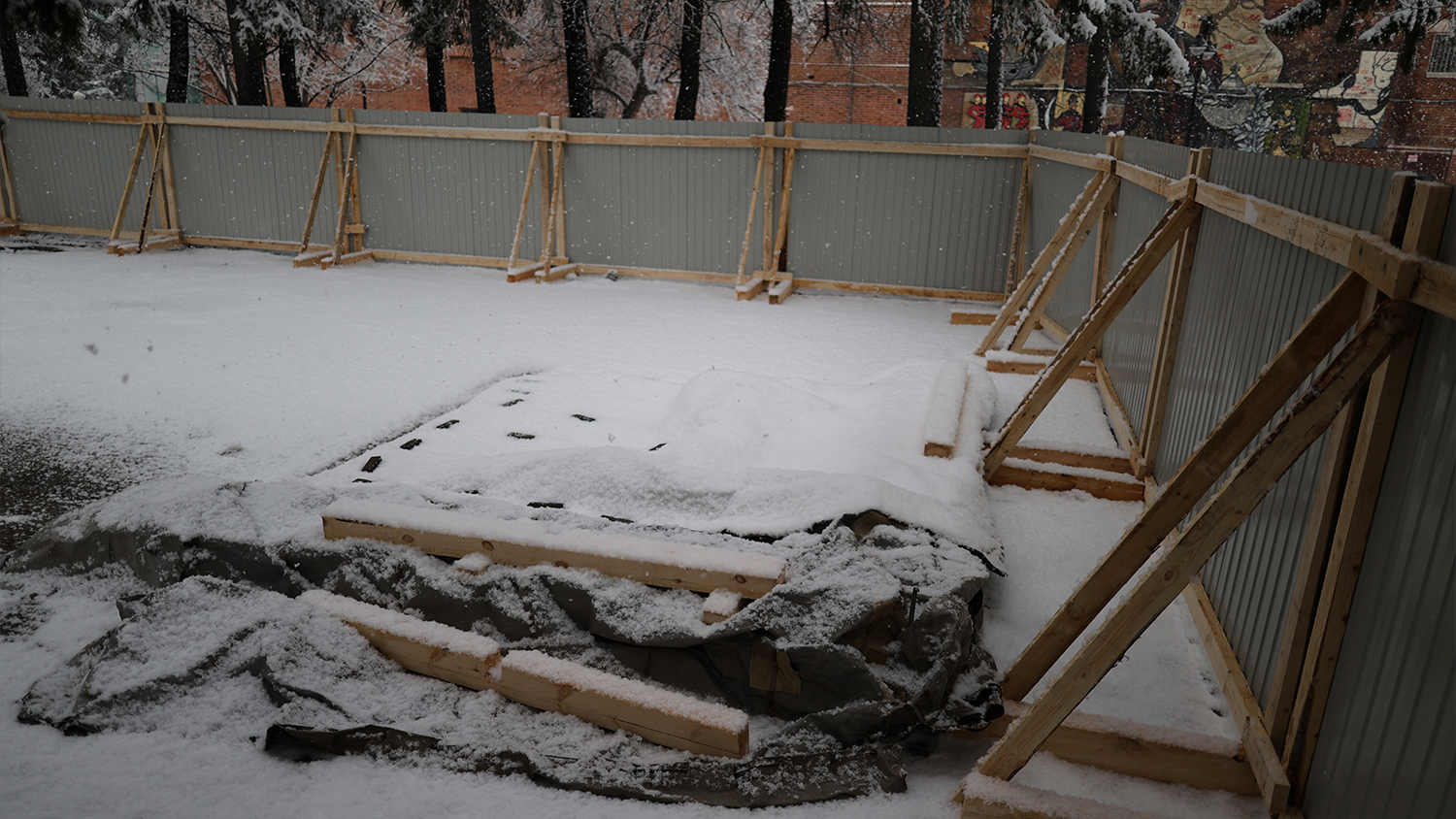 Remnants of the dismantled memorial.