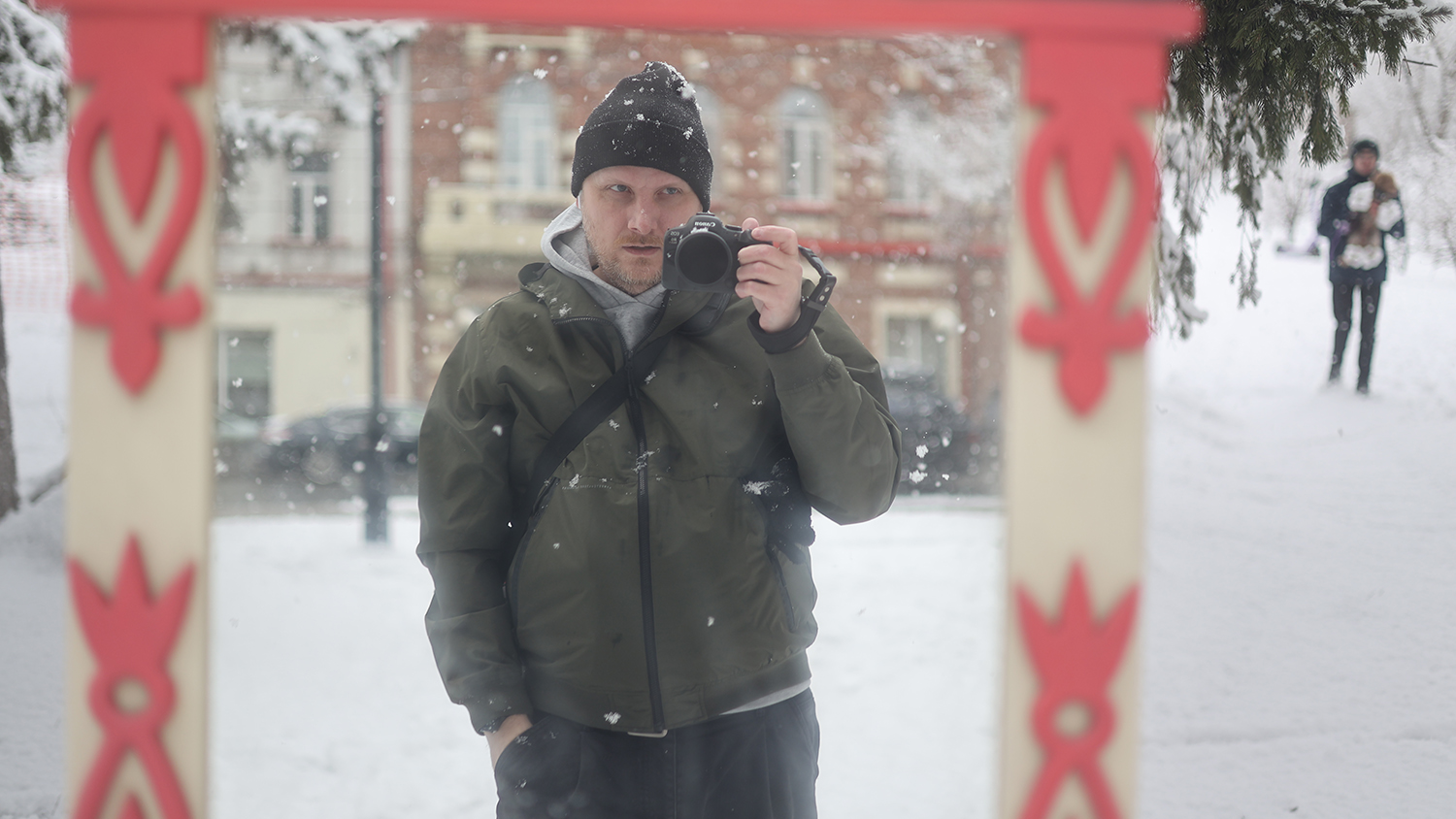Denis Karagodin photographs himself at the site.